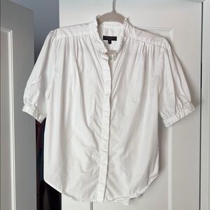 White Rag and Bone Ruffled Button-Up Blouse